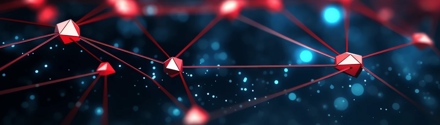 Abstract visual design connecting multiple points with lines and nodes.