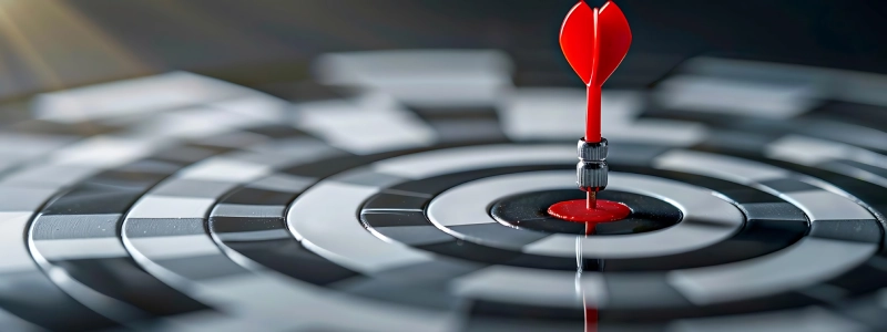 Dart perfectly hitting the center of a target.